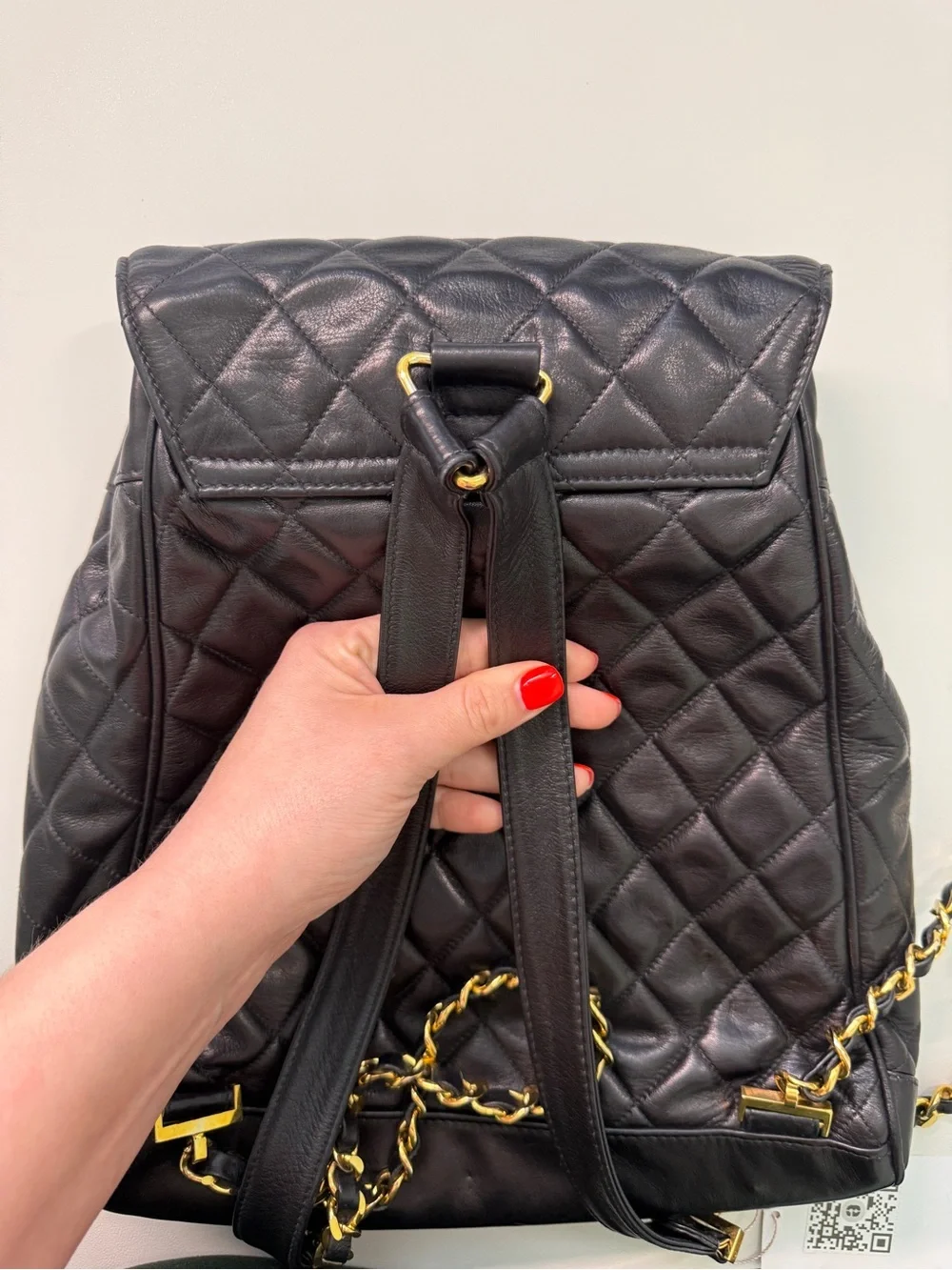 Vintage CHANEL Black Quilted Lambskin Backpack with Gold CC Hardware